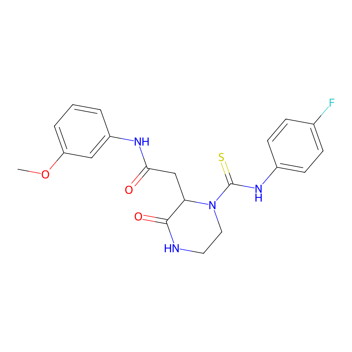 2-{1-[(4-fluorophenyl)carbamothioyl]-3-oxopiperazin-2-yl}-N-(3-methoxyphenyl)acetamide molecular structure, CAS 1008710-93-7
