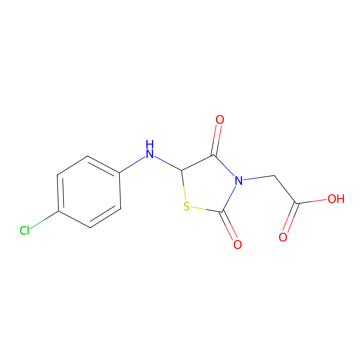 2-(5-((4-Chlorophenyl)amino)-2,4-dioxothiazolidin-3-yl)acetic acid molecular structure, CAS 1008710-98-2