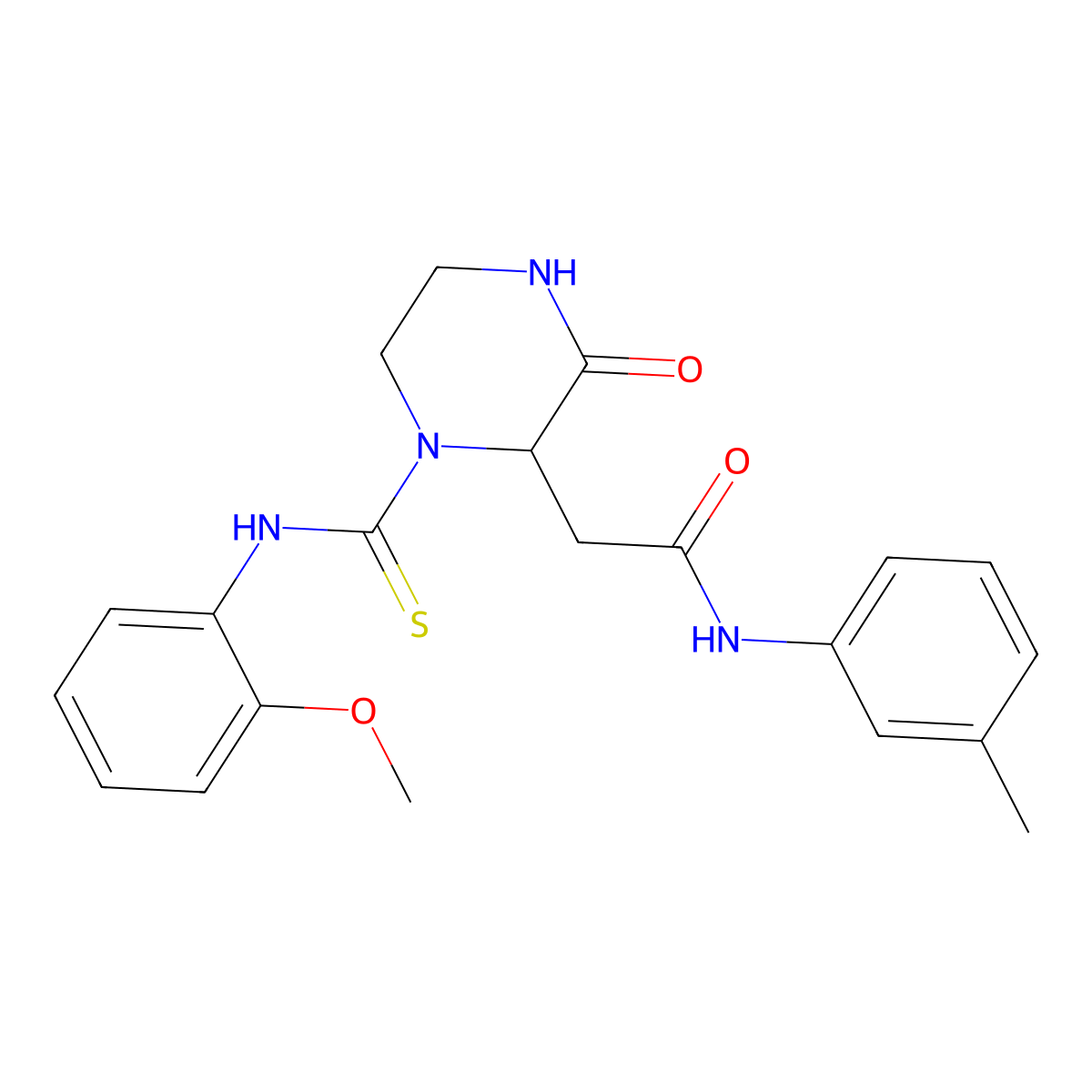 2-{1-[(2-methoxyphenyl)carbamothioyl]-3-oxopiperazin-2-yl}-N-(3-methylphenyl)acetamide molecular structure, CAS 1008711-22-5