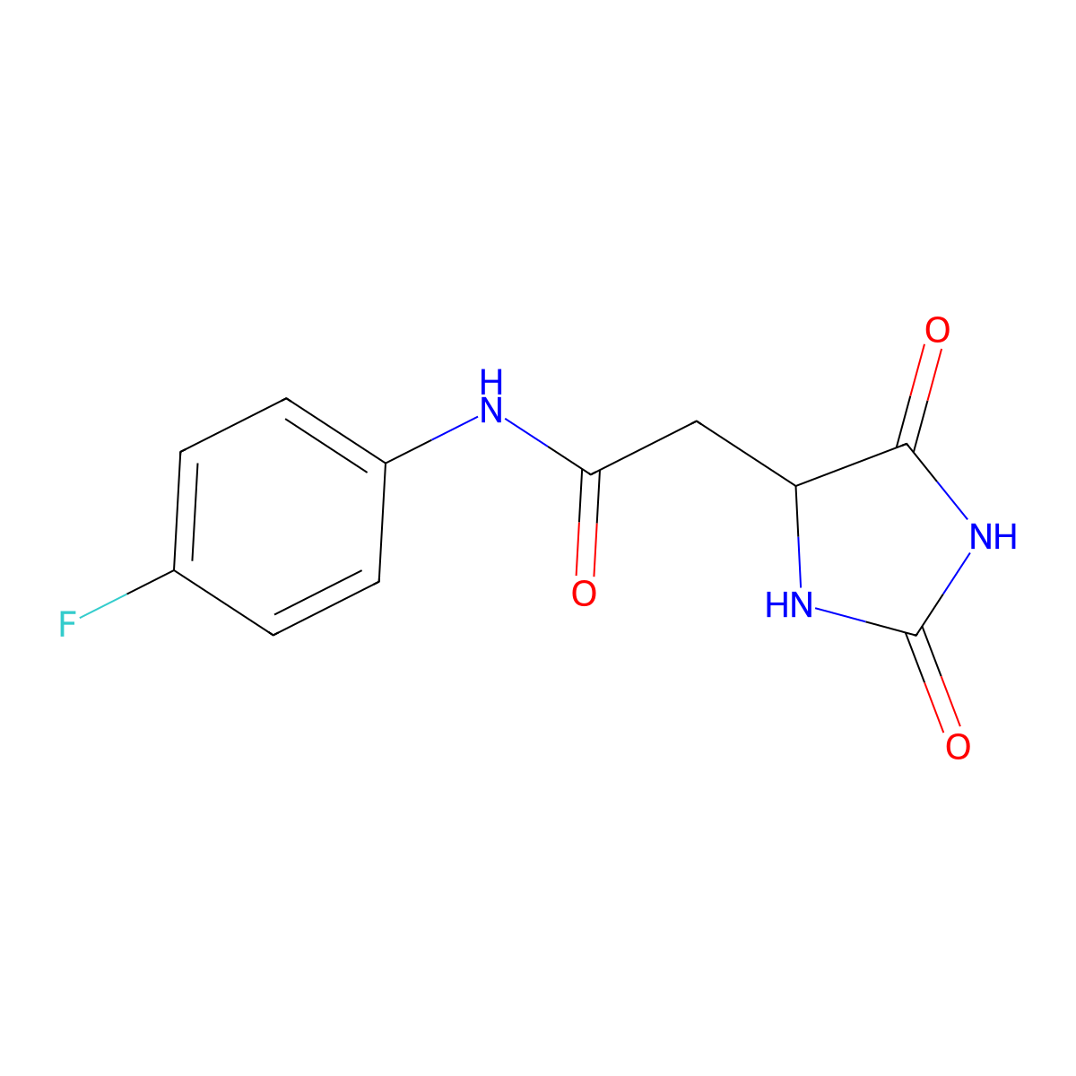 2-(2,5-dioxoimidazolidin-4-yl)-N-(4-fluorophenyl)acetamide molecular structure, CAS 1008711-61-2