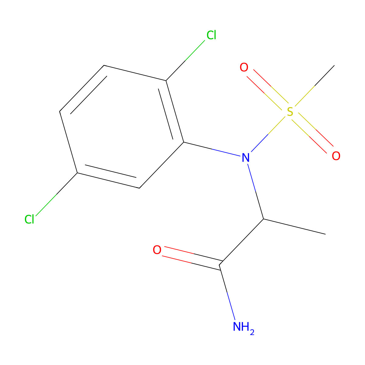 2-(2,5-dichloro-N-methylsulfonylanilino)propanamide molecular structure, CAS 1008714-00-8
