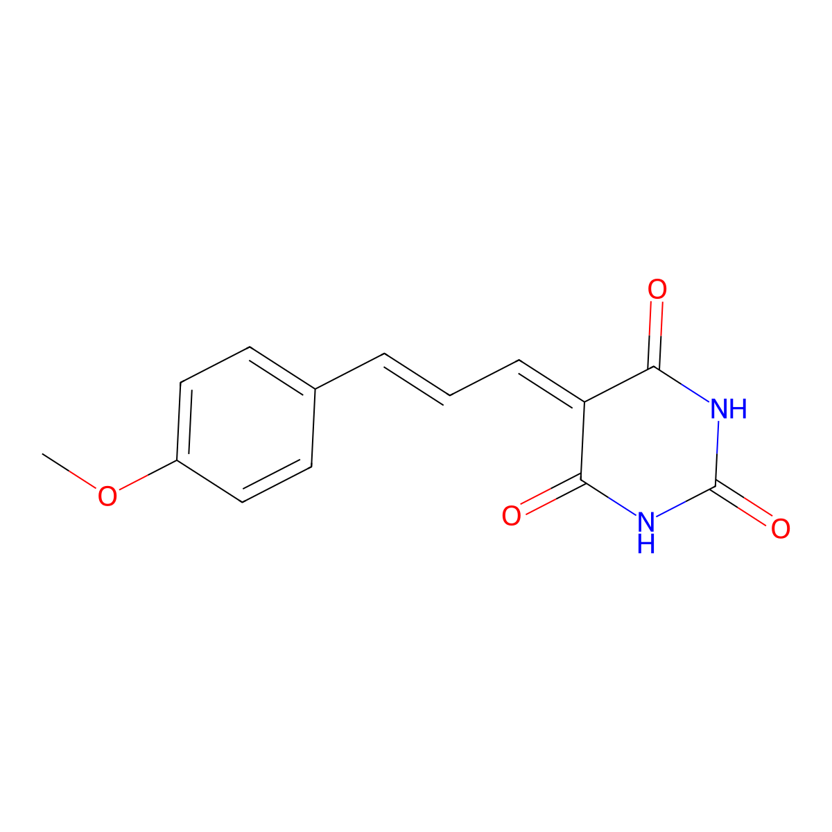 (E)-5-(3-(4-methoxyphenyl)allylidene)pyrimidine-2,4,6(1H,3H,5H)-trione molecular structure, CAS 100872-83-1