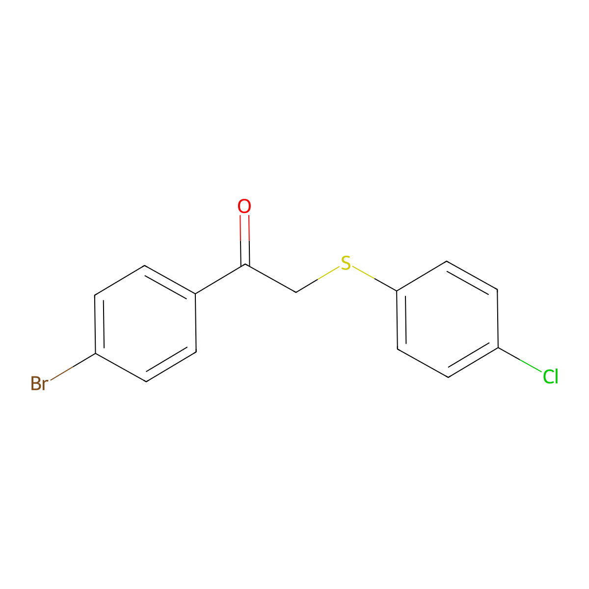 1-(4-Bromophenyl)-2-[(4-chlorophenyl)sulfanyl]ethan-1-one molecular structure, CAS 100874-02-0
