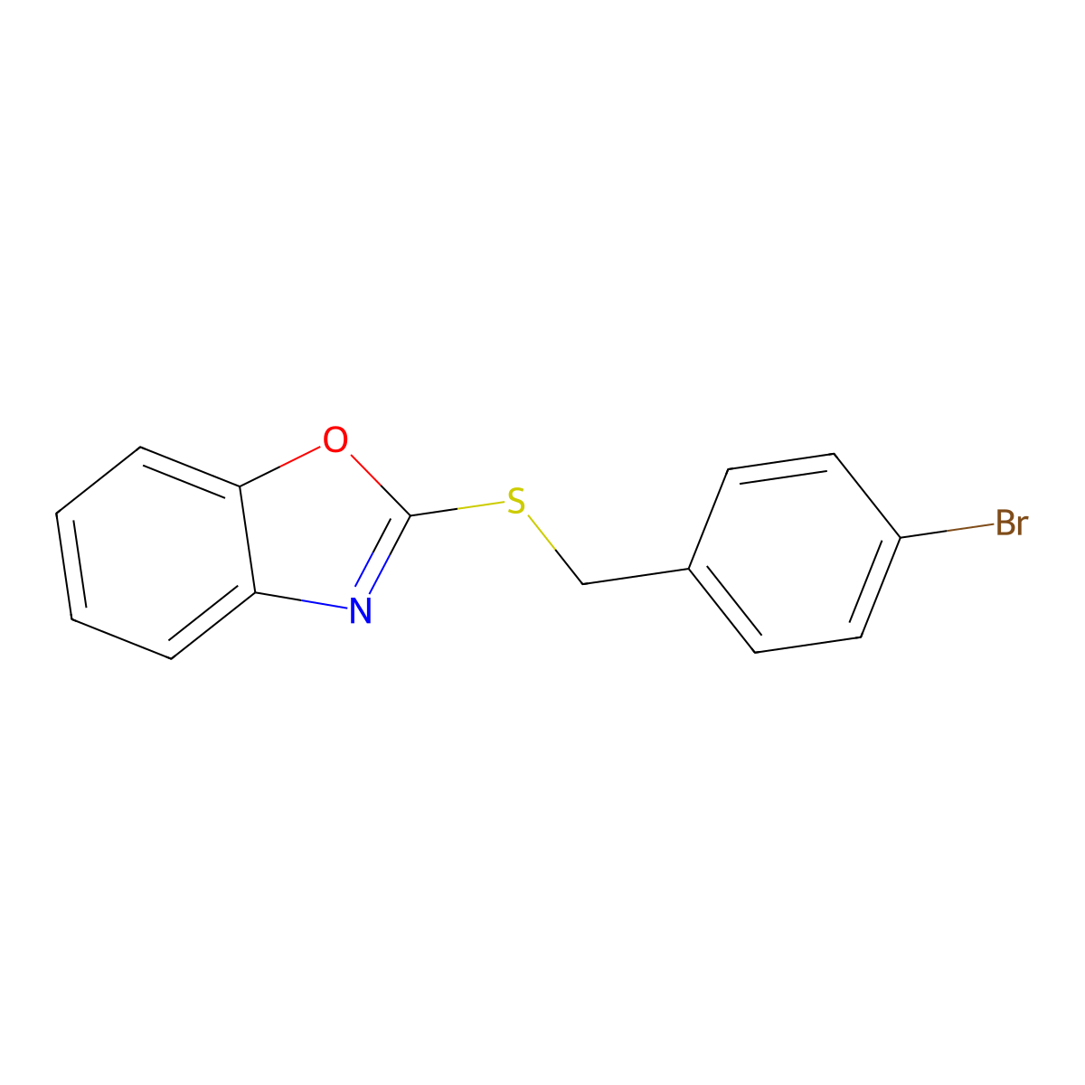 2-((4-Bromobenzyl)thio)benzo[d]oxazole molecular structure, CAS 100874-08-6