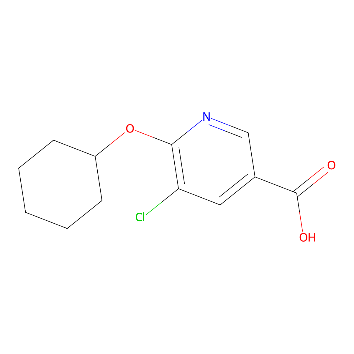 5-Chloro-6-(cyclohexyloxy)pyridine-3-carboxylic acid molecular structure, CAS 1008769-68-3