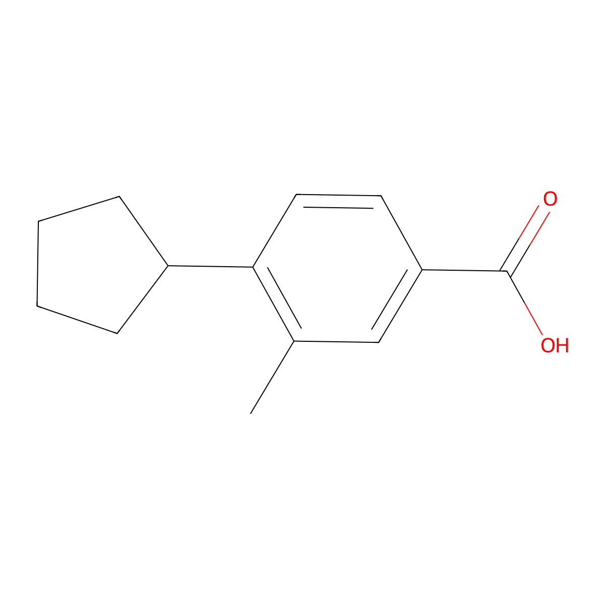 4-Cyclopentyl-3-methylbenzoic acid molecular structure, CAS 1008769-79-6