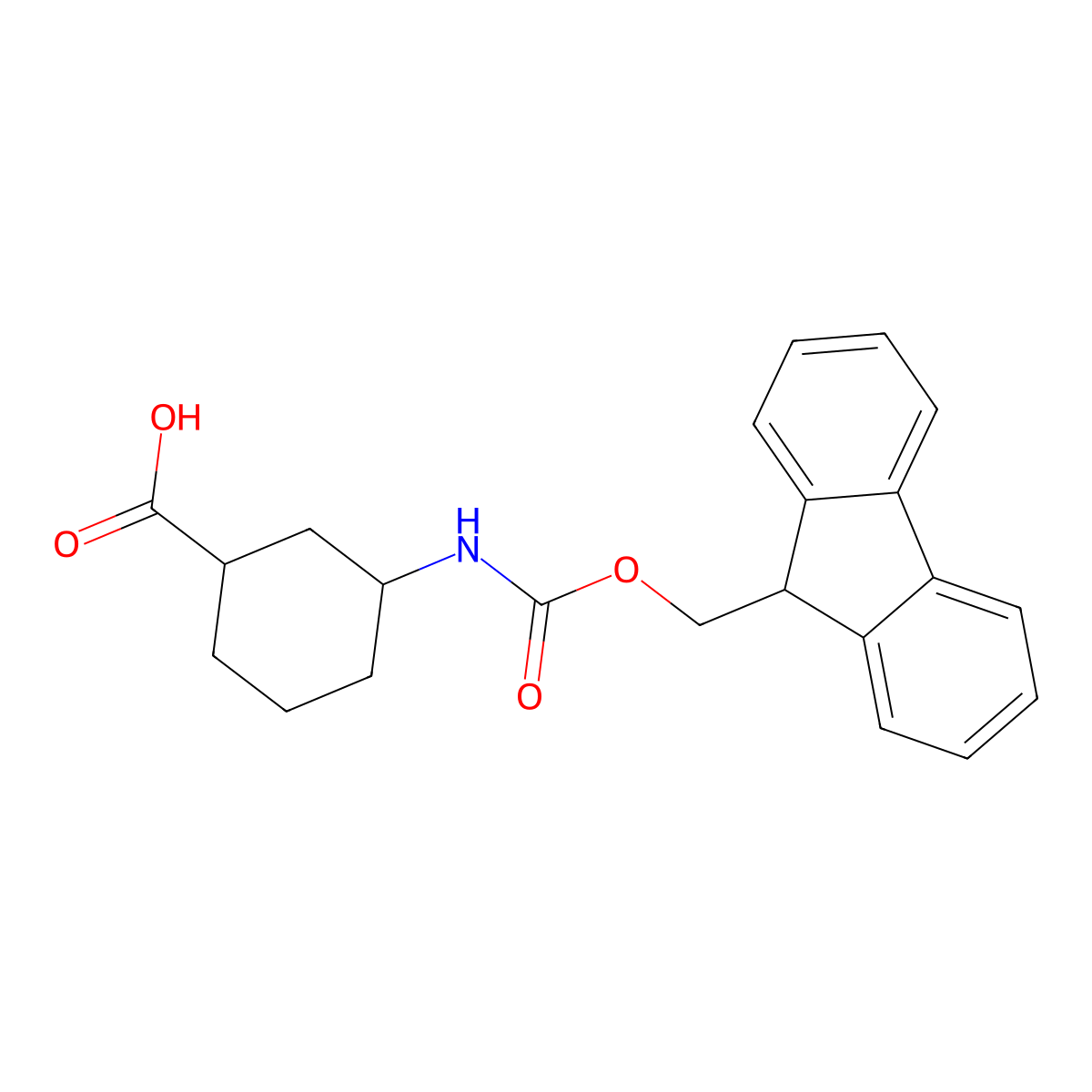 rac-(1R,3S)-3-({[(9H-fluoren-9-yl)methoxy]carbonyl}amino)cyclohexane-1-carboxylic acid molecular structure, CAS 1008773-75-8