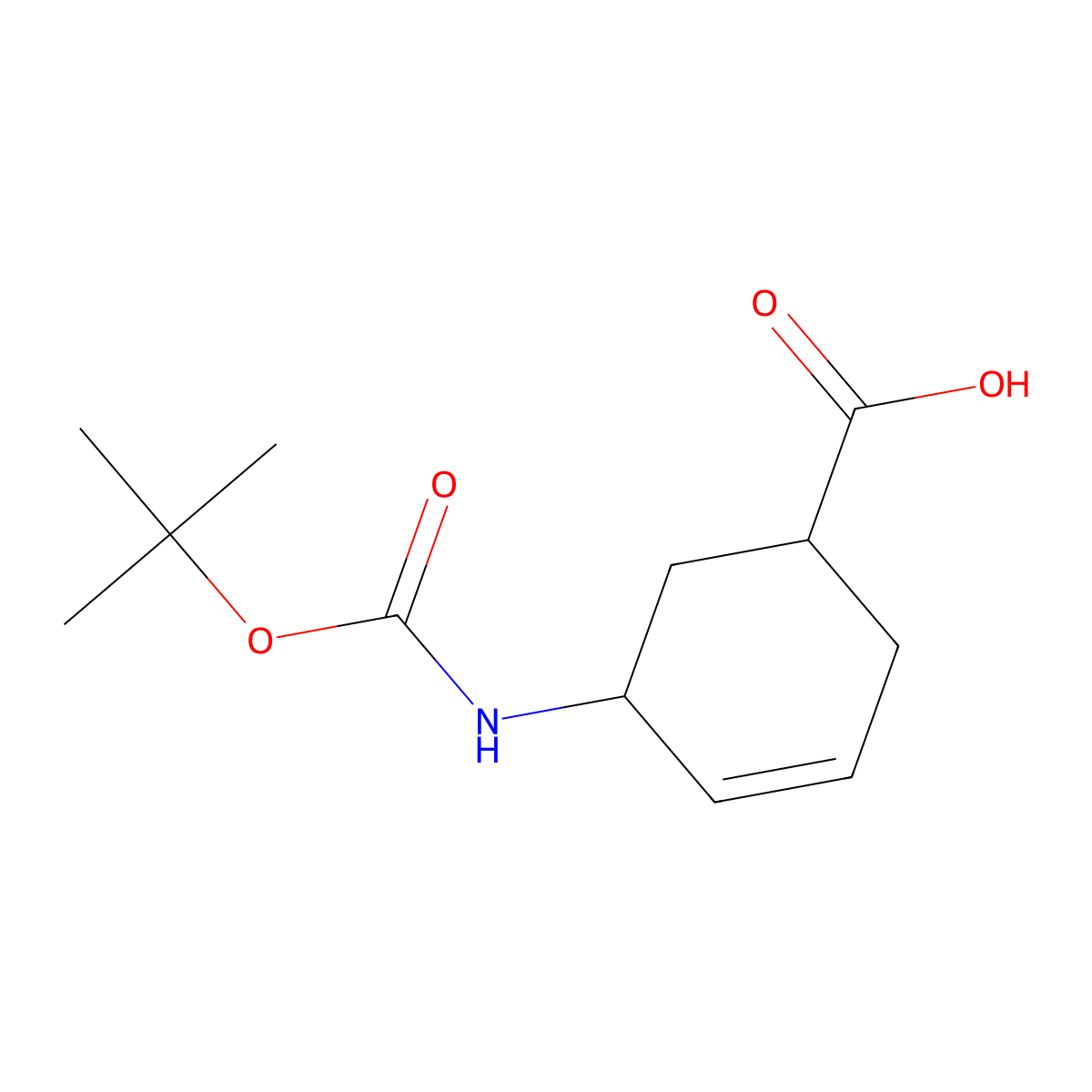 (1S,5S)-5-{[(tert-butoxy)carbonyl]amino}cyclohex-3-ene-1-carboxylic acid molecular structure, CAS 1008773-81-6