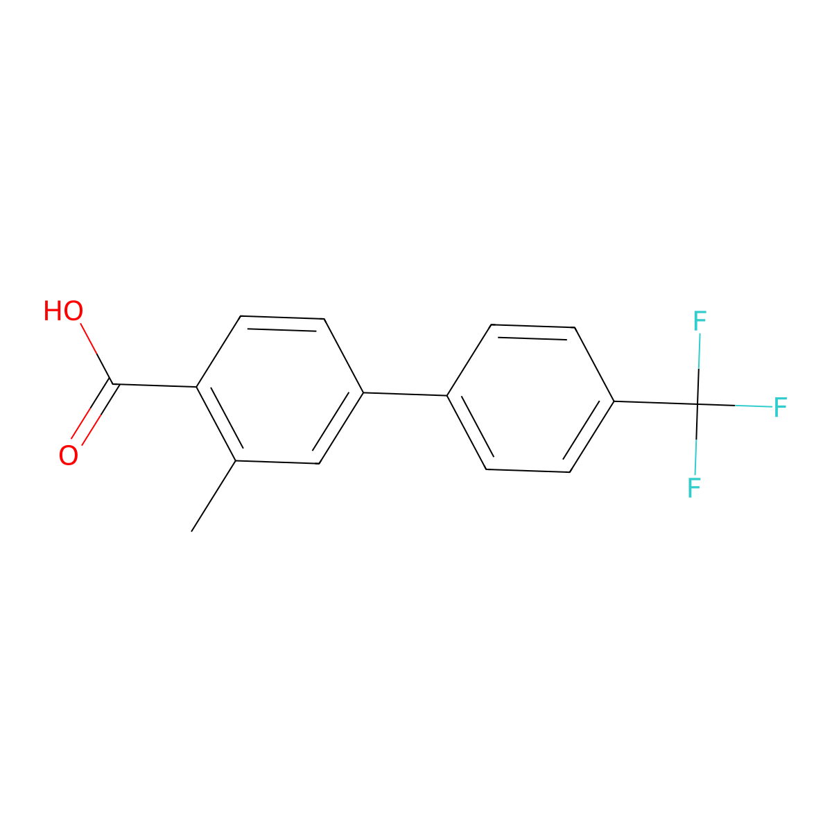 3-Methyl-4'-(trifluoromethyl)-[1,1'-biphenyl]-4-carboxylic acid molecular structure, CAS 1008773-92-9