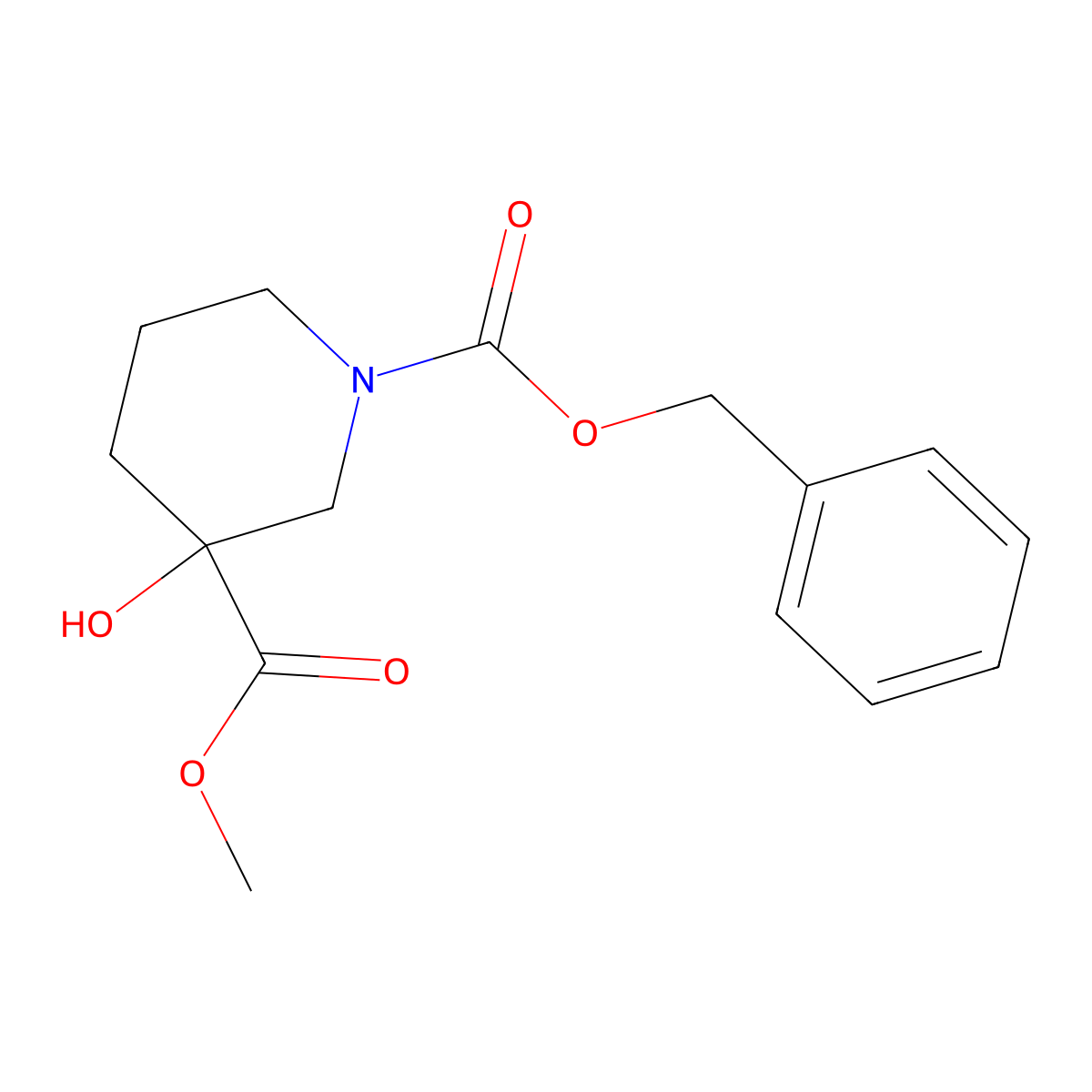 1-Benzyl 3-methyl 3-hydroxypiperidine-1,3-dicarboxylate molecular structure, CAS 1008779-95-0