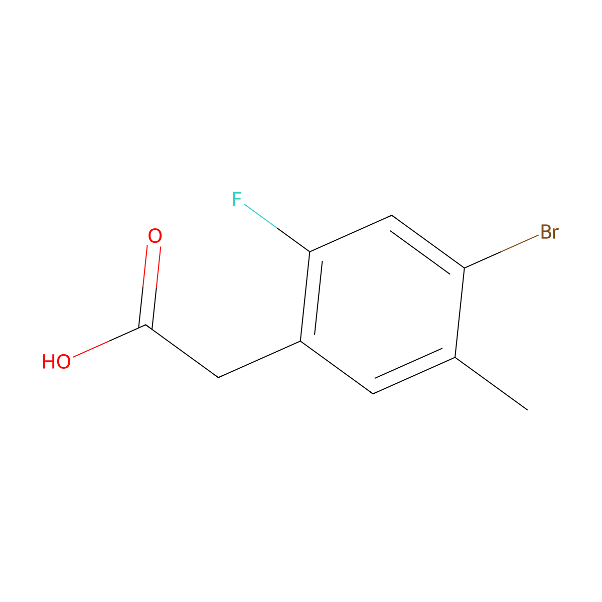 2-(4-Bromo-2-fluoro-5-methylphenyl)acetic acid molecular structure, CAS 1008780-43-5