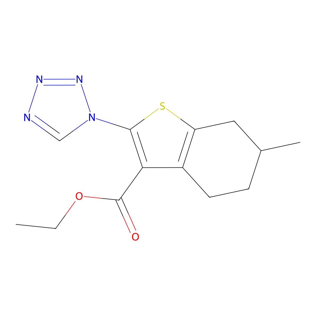 ethyl 6-methyl-2-(1H-tetrazol-1-yl)-4,5,6,7-tetrahydrobenzo[b]thiophene-3-carboxylate molecular structure, CAS 1008787-95-8