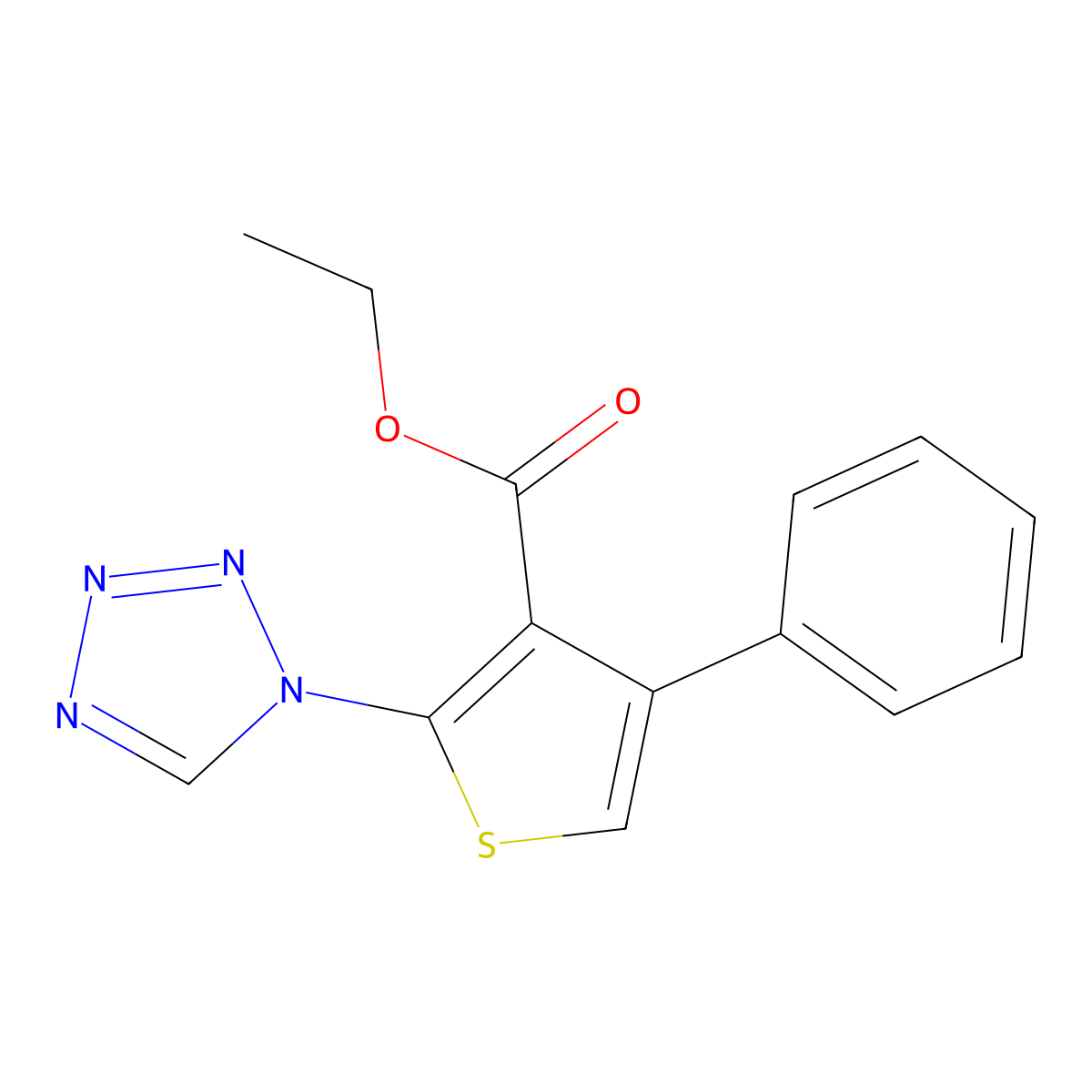 ethyl 4-phenyl-2-(1H-tetrazol-1-yl)thiophene-3-carboxylate molecular structure, CAS 1008787-97-0