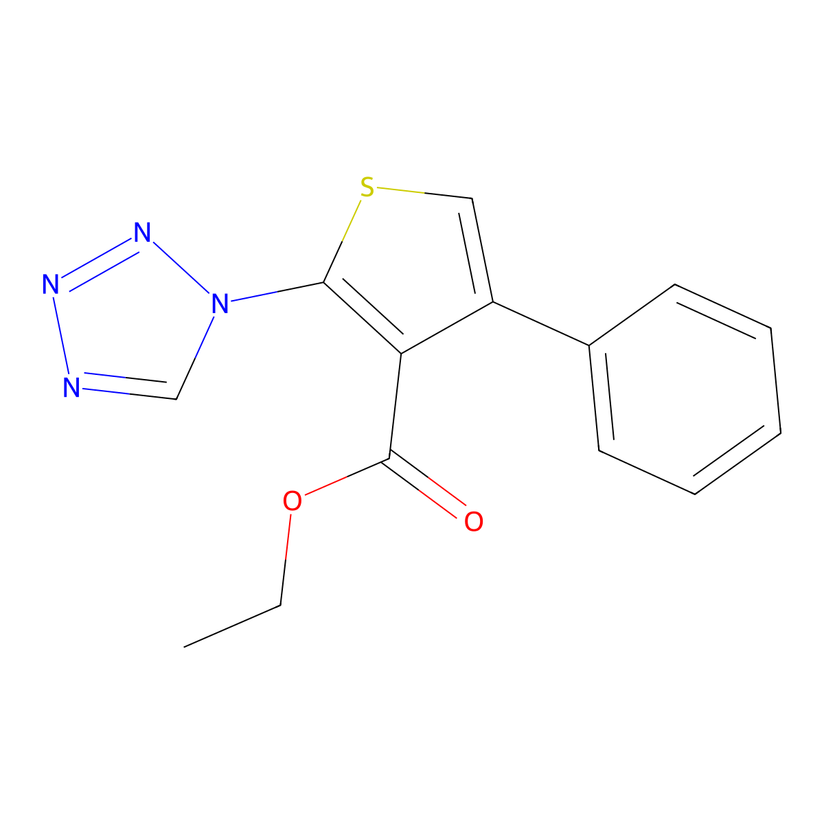 ethyl 4-phenyl-2-(1H-tetrazol-1-yl)thiophene-3-carboxylate molecular structure, CAS 1008787-97-0