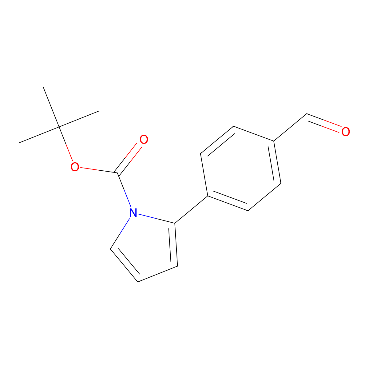 tert-butyl 2-(4-formylphenyl)-1H-pyrrole-1-carboxylate molecular structure, CAS 1008788-49-5