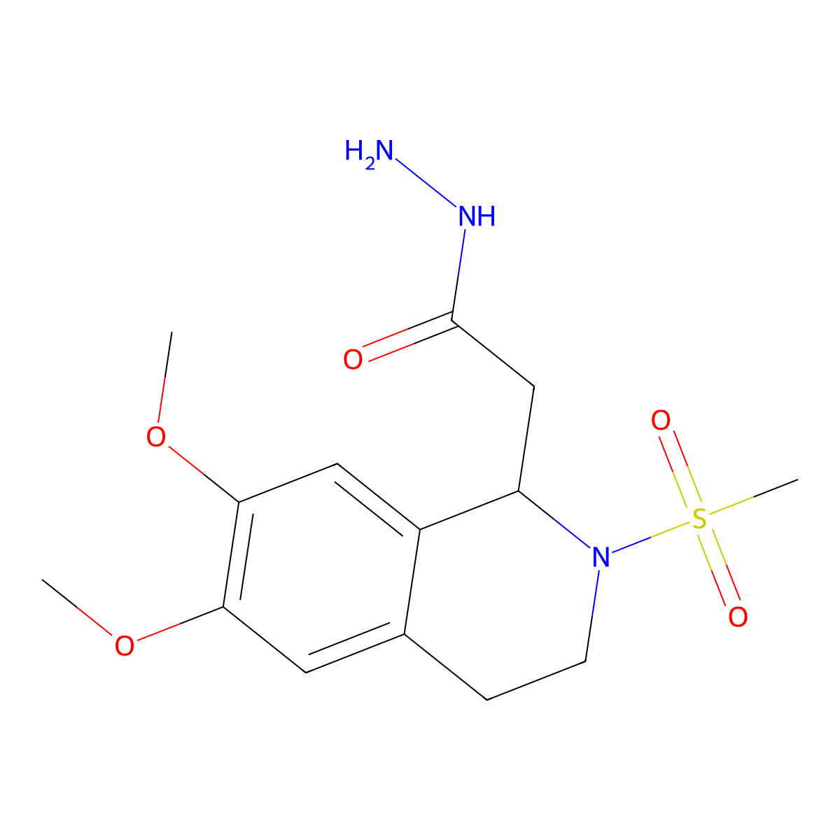 2-[6,7-Dimethoxy-2-(methylsulfonyl)-1,2,3,4-tetrahydroisoquinolin-1-yl]acetohydrazide molecular structure, CAS 100879-60-5