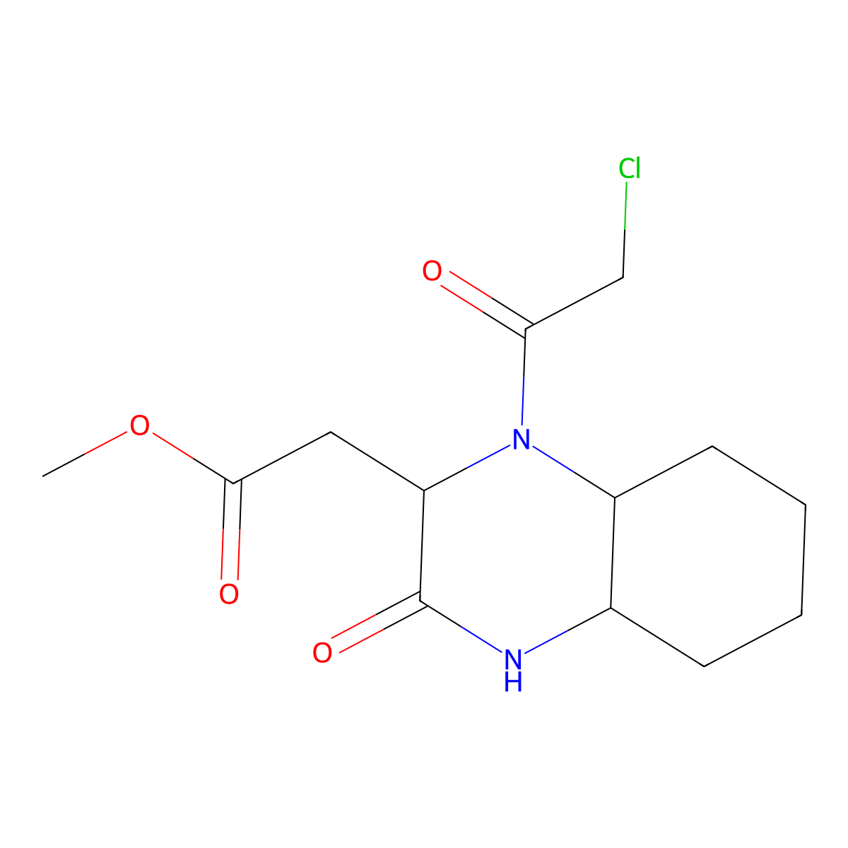 Methyl 1-(2-chloroacetyl)decahydro-3-oxo-2-quinoxalineacetate molecular structure, CAS 1008857-93-9