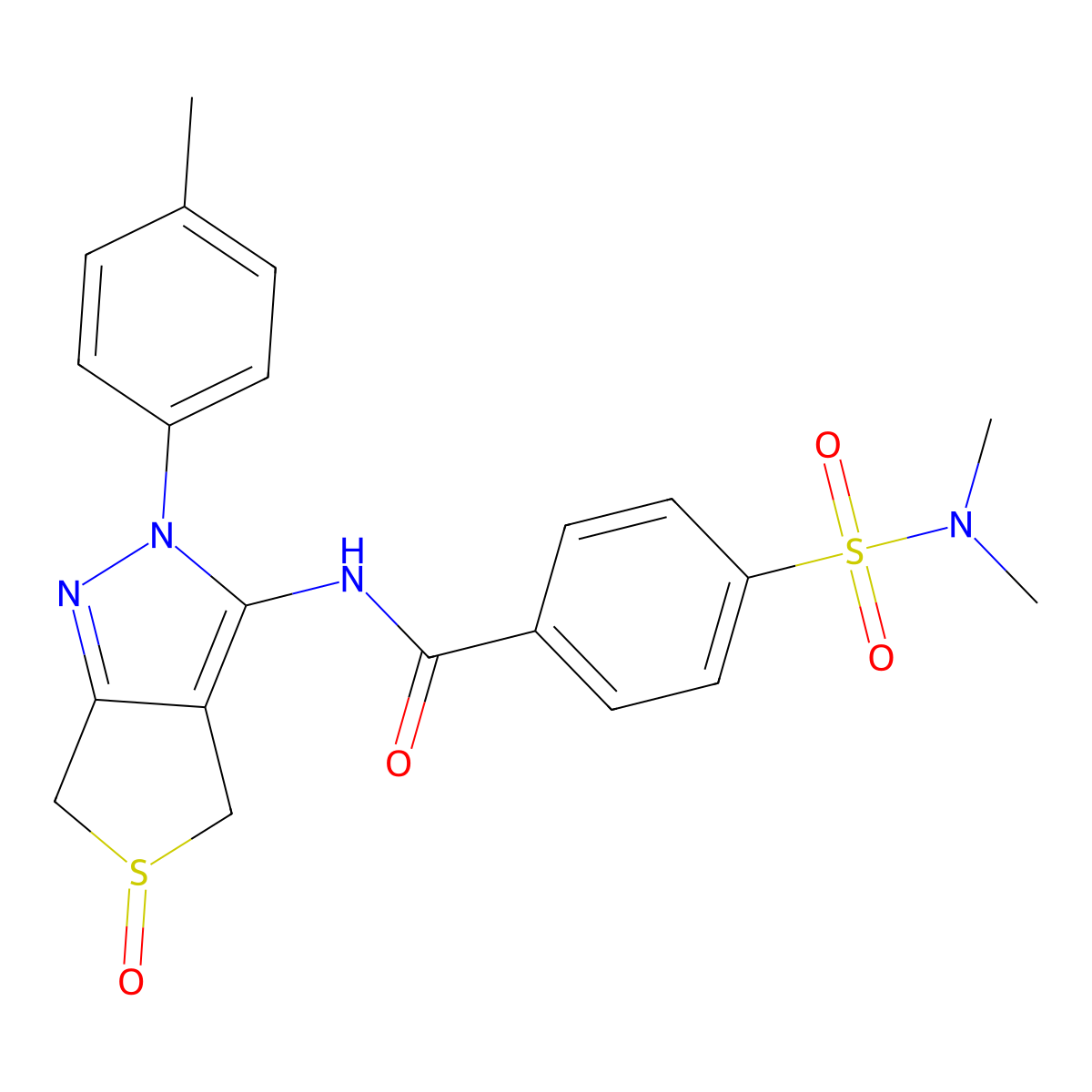 4-(N,N-dimethylsulfamoyl)-N-(5-oxido-2-(p-tolyl)-4,6-dihydro-2H-thieno[3,4-c]pyrazol-3-yl)benzamide molecular structure, CAS 1008857-96-2