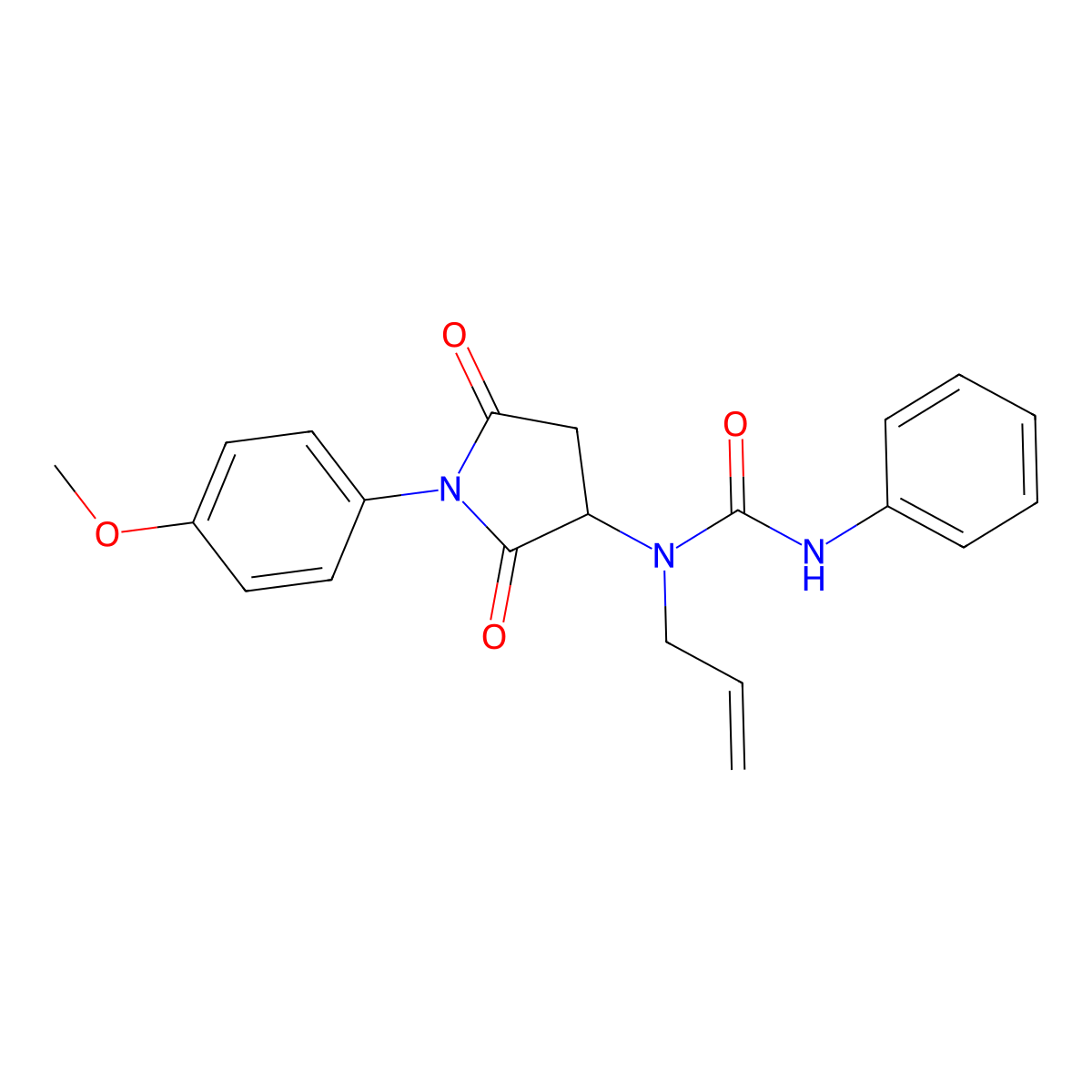 1-[1-(4-Methoxyphenyl)-2,5-dioxopyrrolidin-3-yl]-3-phenyl-1-prop-2-enylurea molecular structure, CAS 1008859-82-2