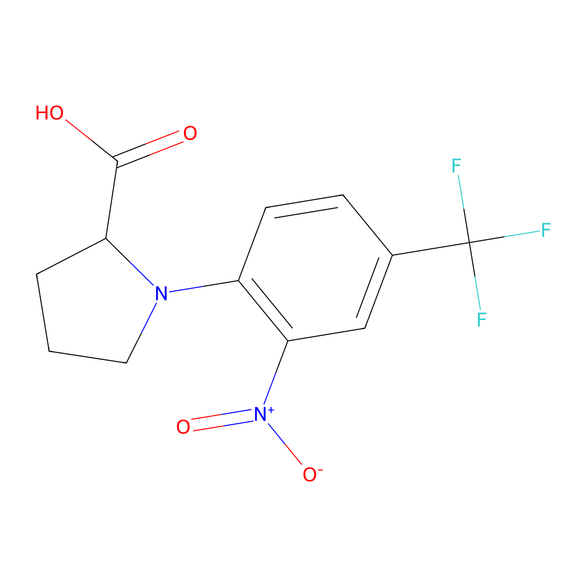 1-[2-Nitro-4-(trifluoromethyl)phenyl]pyrrolidine-2-carboxylic acid molecular structure, CAS 1008859-90-2