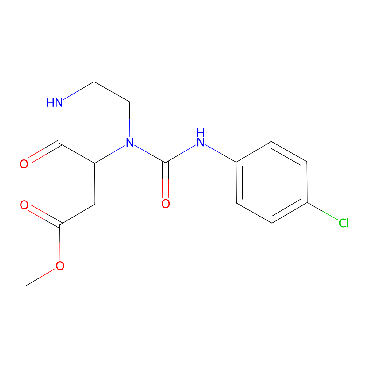 [1-(4-Chloro-phenylcarbamoyl)-3-oxo-piperazin-2-yl]-acetic acid methyl ester molecular structure, CAS 1008865-28-8