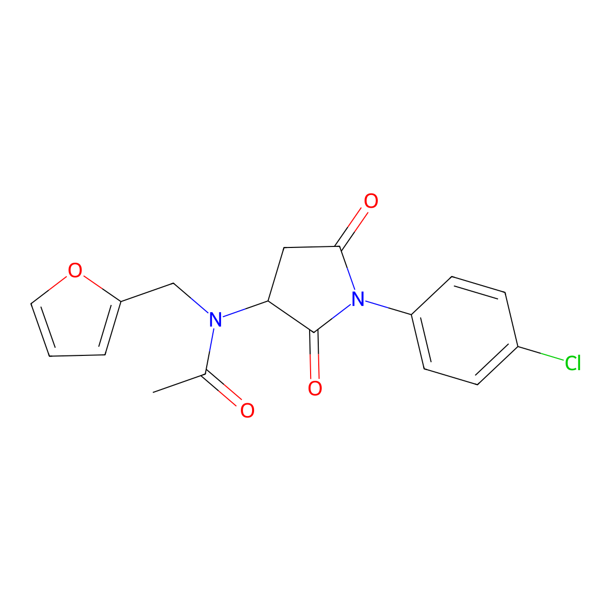 N-[1-(4-chlorophenyl)-2,5-dioxopyrrolidin-3-yl]-N-(furan-2-ylmethyl)acetamide molecular structure, CAS 1008865-59-5