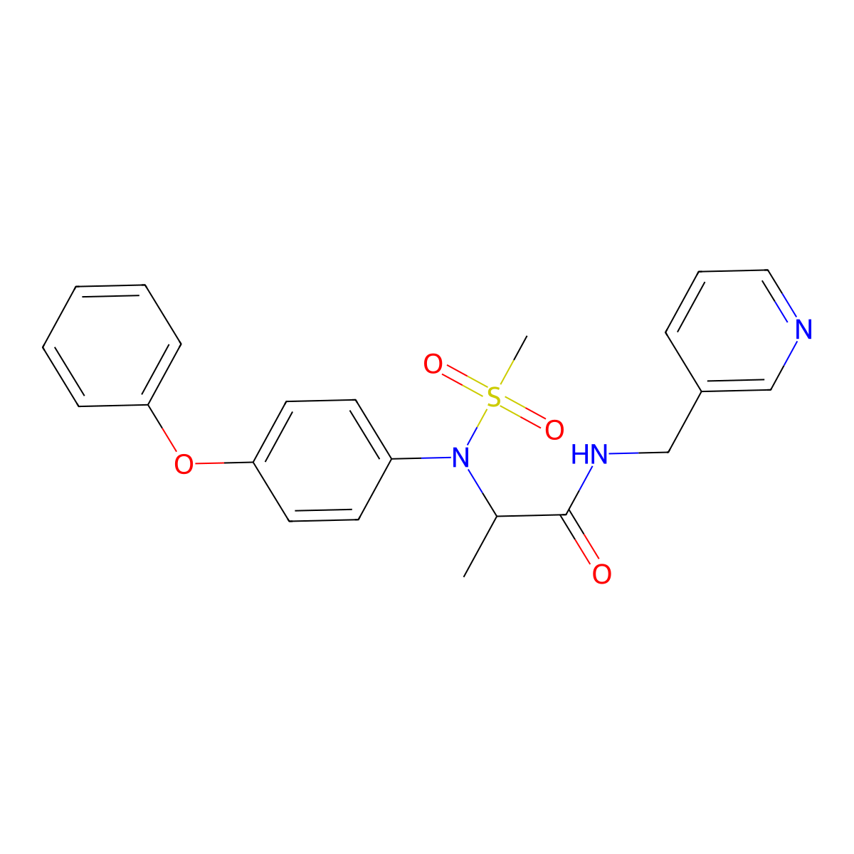 2-(N-methylsulfonyl-4-phenoxyanilino)-N-(pyridin-3-ylmethyl)propanamide molecular structure, CAS 1008865-77-7
