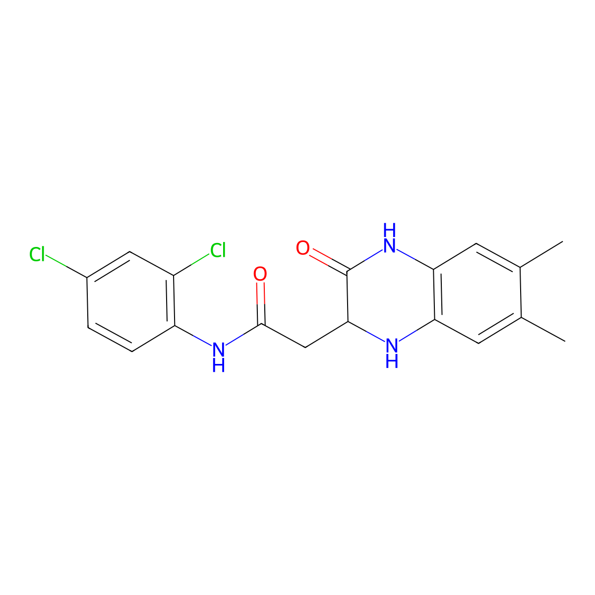 N-(2,4-dichlorophenyl)-2-(6,7-dimethyl-3-oxo-1,2,3,4-tetrahydroquinoxalin-2-yl)acetamide molecular structure, CAS 1008865-92-6