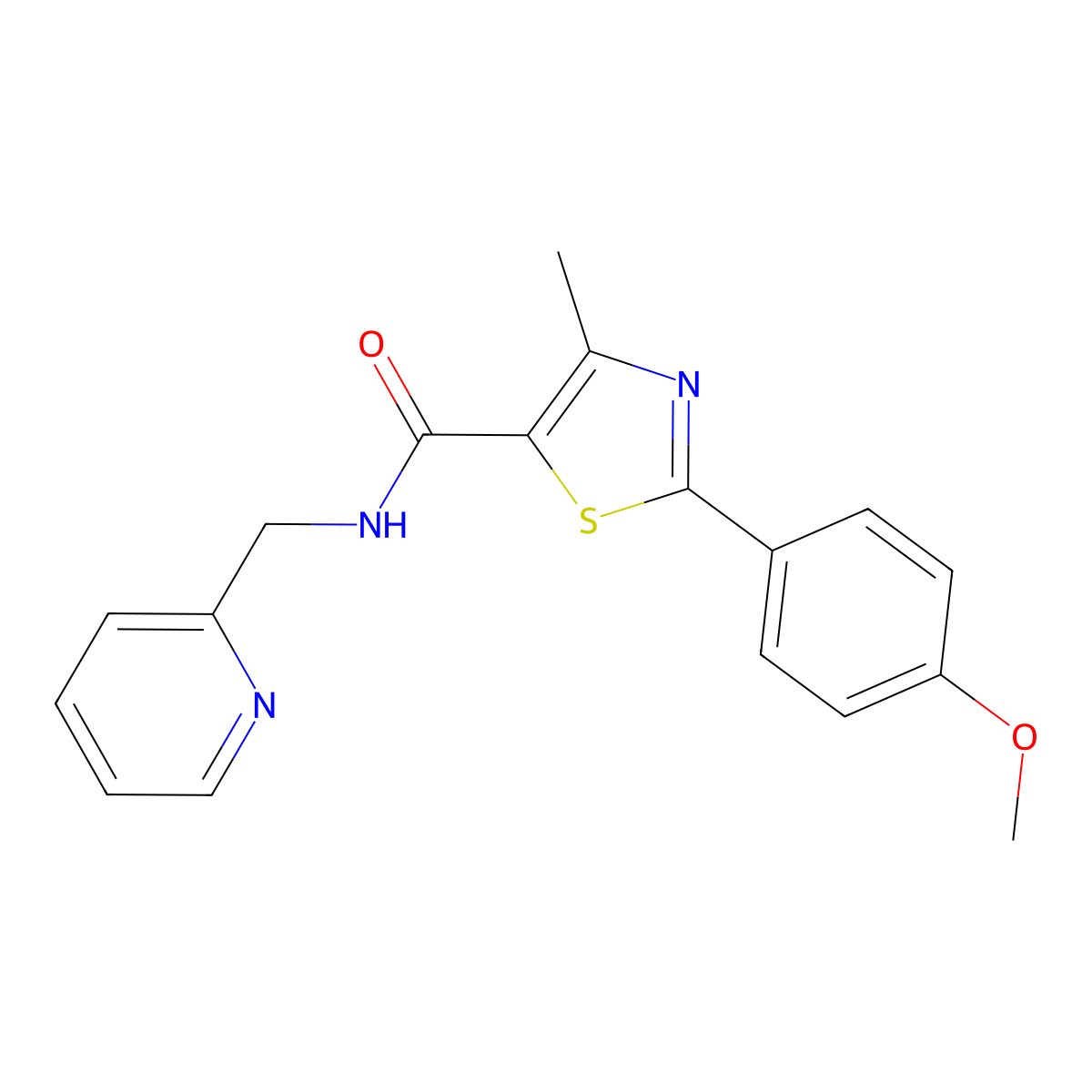 2-(4-methoxyphenyl)-4-methyl-N-(pyridin-2-ylmethyl)-1,3-thiazole-5-carboxamide molecular structure, CAS 1008889-55-1