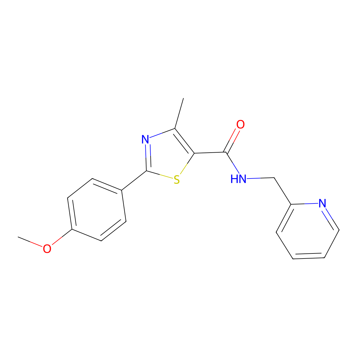 2-(4-methoxyphenyl)-4-methyl-N-(pyridin-2-ylmethyl)-1,3-thiazole-5-carboxamide molecular structure, CAS 1008889-55-1