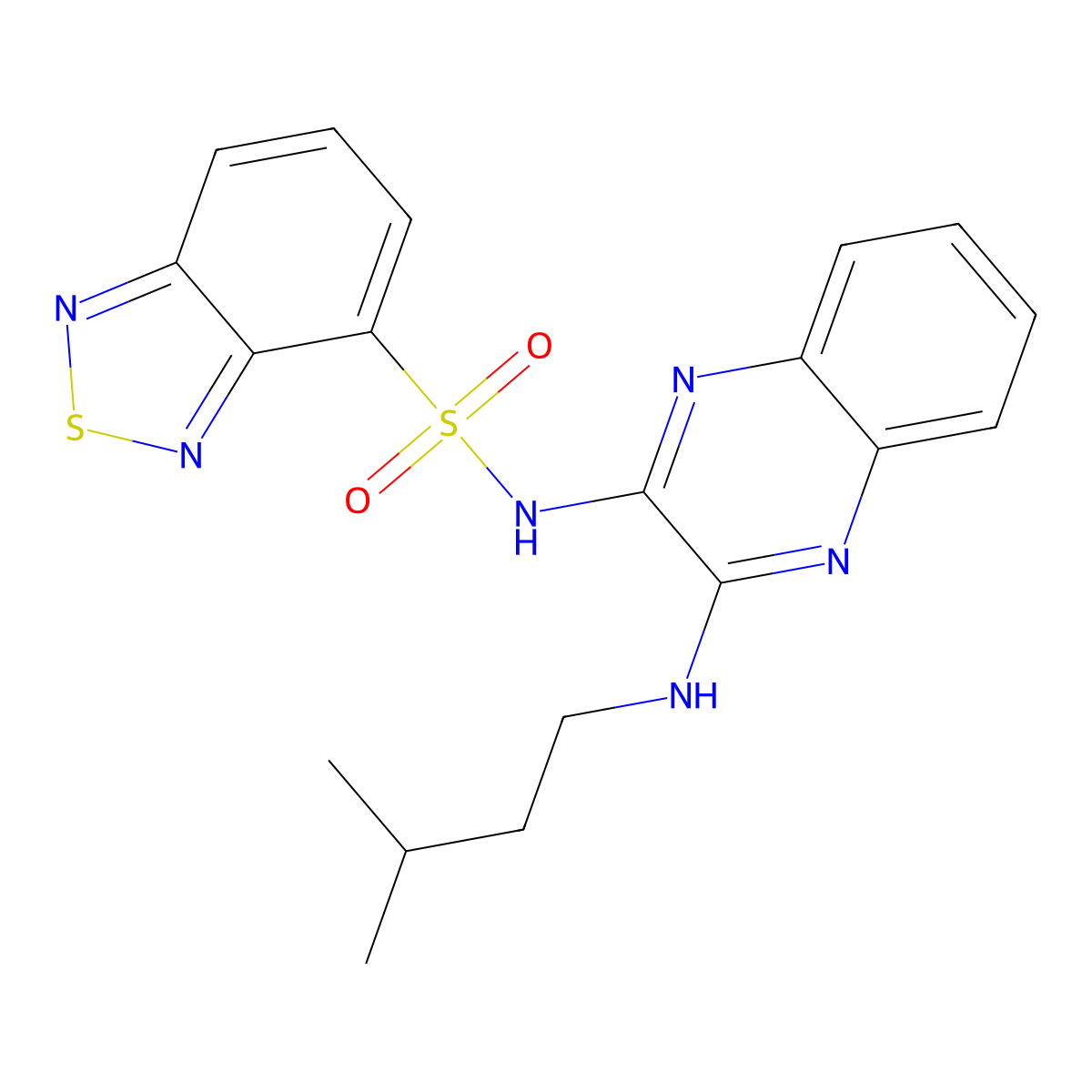 N-(3-(isopentylamino)quinoxalin-2-yl)benzo[c][1,2,5]thiadiazole-4-sulfonamide molecular structure, CAS 1008903-40-9