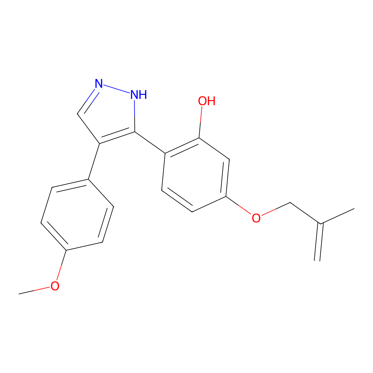 6-[4-(4-Methoxyphenyl)-1,2-dihydropyrazol-3-ylidene]-3-(2-methylprop-2-enoxy)-1-cyclohexa-2,4-dienone molecular structure, CAS 1008904-65-1
