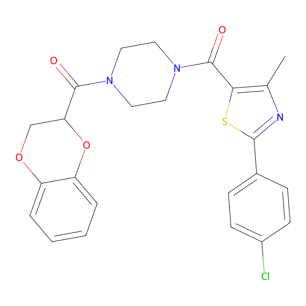 [2-(4-Chlorophenyl)-4-methyl-1,3-thiazol-5-yl][4-(2,3-dihydro-1,4-benzodioxin-2-ylcarbonyl)piperazino]methanone molecular structure, CAS 1008914-68-8