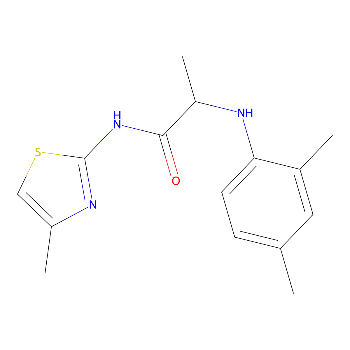 2-(2,4-Dimethyl-phenylamino)-N-(4-methyl-thiazol-2-yl)-propionamide molecular structure, CAS 1008918-60-2