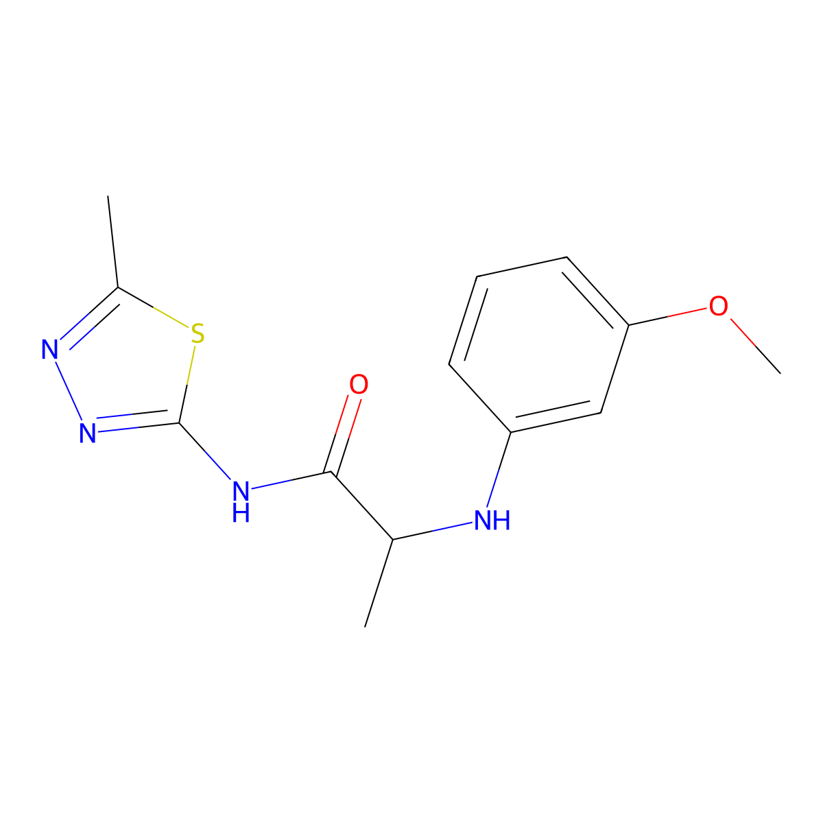 2-(3-Methoxy-phenylamino)-N-(5-methyl-[1,3,4]thiadiazol-2-yl)-propionamide molecular structure, CAS 1008919-56-9