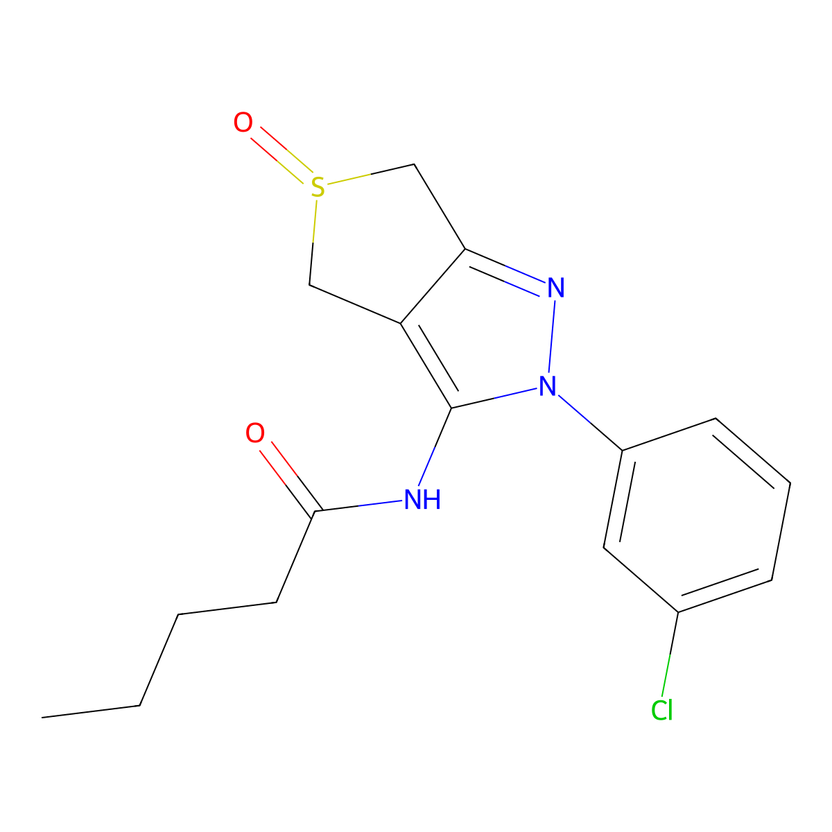 N-(2-(3-chlorophenyl)-5-oxido-4,6-dihydro-2H-thieno[3,4-c]pyrazol-3-yl)pentanamide molecular structure, CAS 1008919-86-5