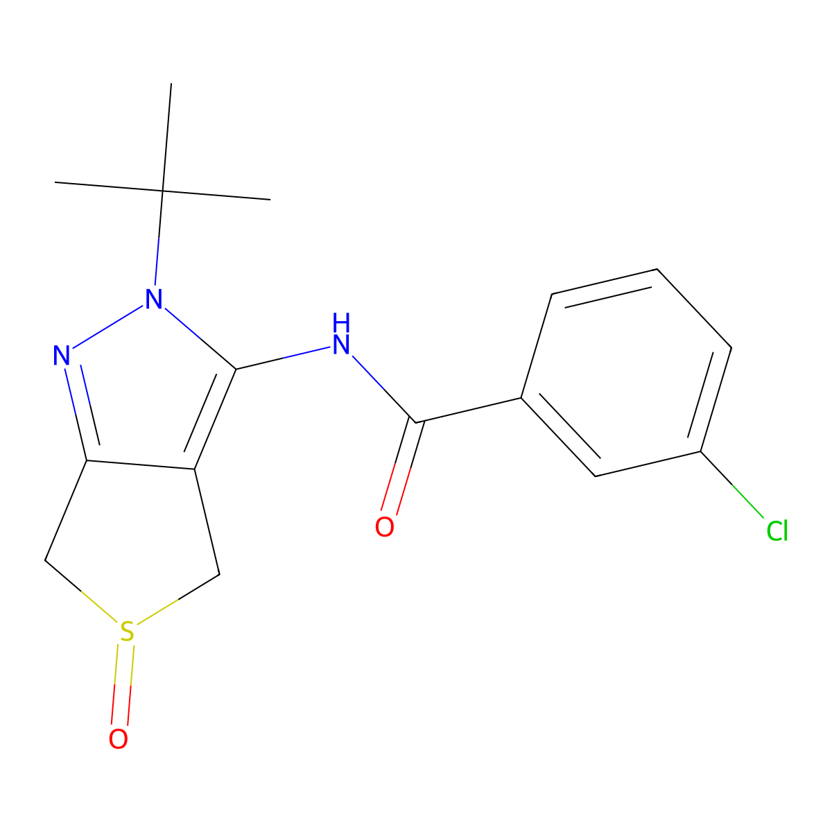 N-(2-(tert-butyl)-5-oxido-4,6-dihydro-2H-thieno[3,4-c]pyrazol-3-yl)-3-chlorobenzamide molecular structure, CAS 1008920-70-4