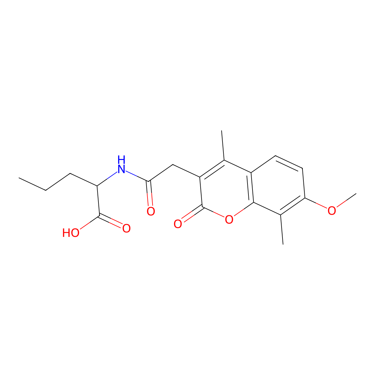 N-[(7-methoxy-4,8-dimethyl-2-oxo-2H-chromen-3-yl)acetyl]norvaline molecular structure, CAS 1008921-96-7