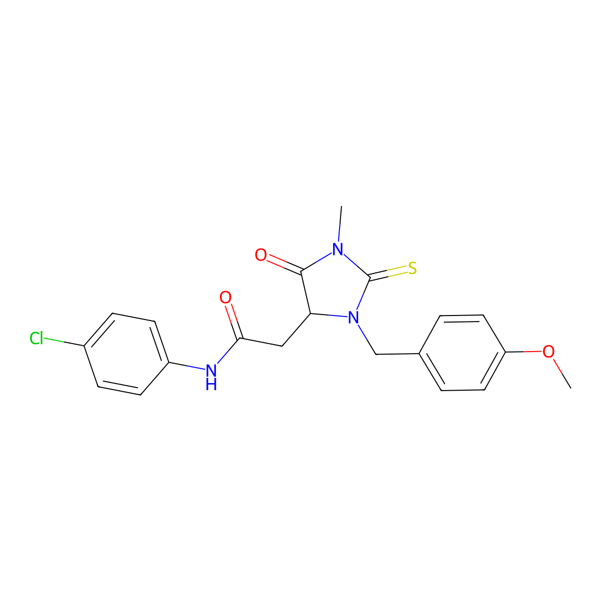 N-(4-chlorophenyl)-2-[3-(4-methoxybenzyl)-1-methyl-5-oxo-2-thioxoimidazolidin-4-yl]acetamide molecular structure, CAS 1008922-07-3