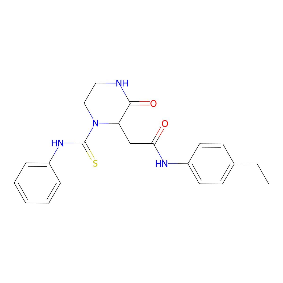 N-(4-ethylphenyl)-2-[3-oxo-1-(phenylcarbamothioyl)piperazin-2-yl]acetamide molecular structure, CAS 1008924-61-5