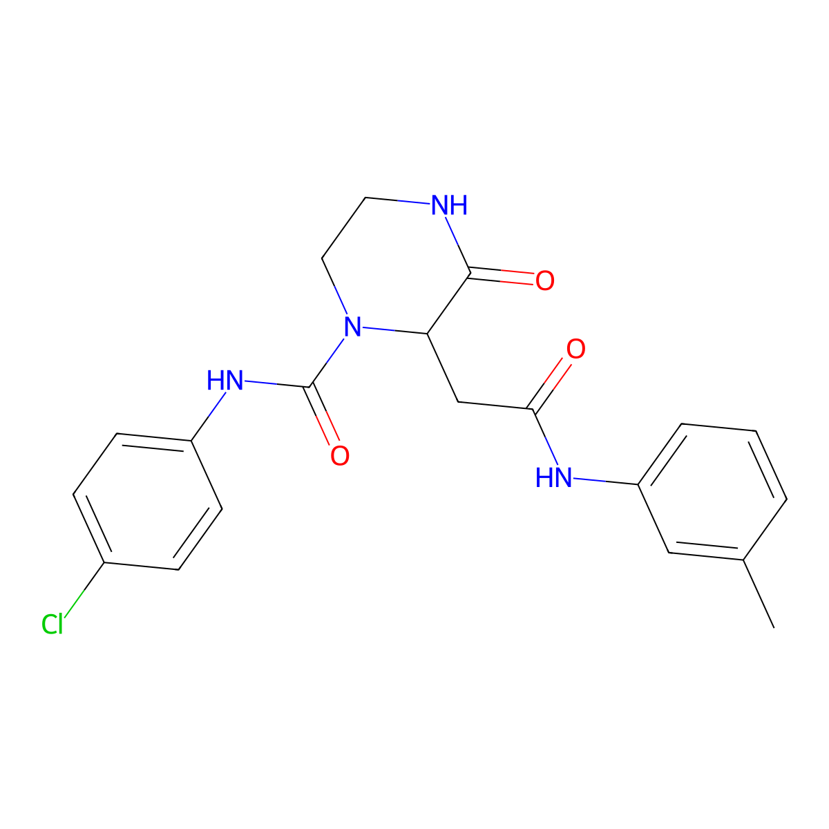 N-(4-chlorophenyl)-2-{2-[(3-methylphenyl)amino]-2-oxoethyl}-3-oxopiperazine-1-carboxamide molecular structure, CAS 1008924-98-8