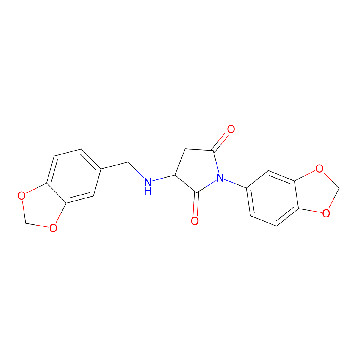 1-(1,3-Benzodioxol-5-yl)-3-(1,3-benzodioxol-5-ylmethylamino)pyrrolidine-2,5-dione molecular structure, CAS 1008925-08-3