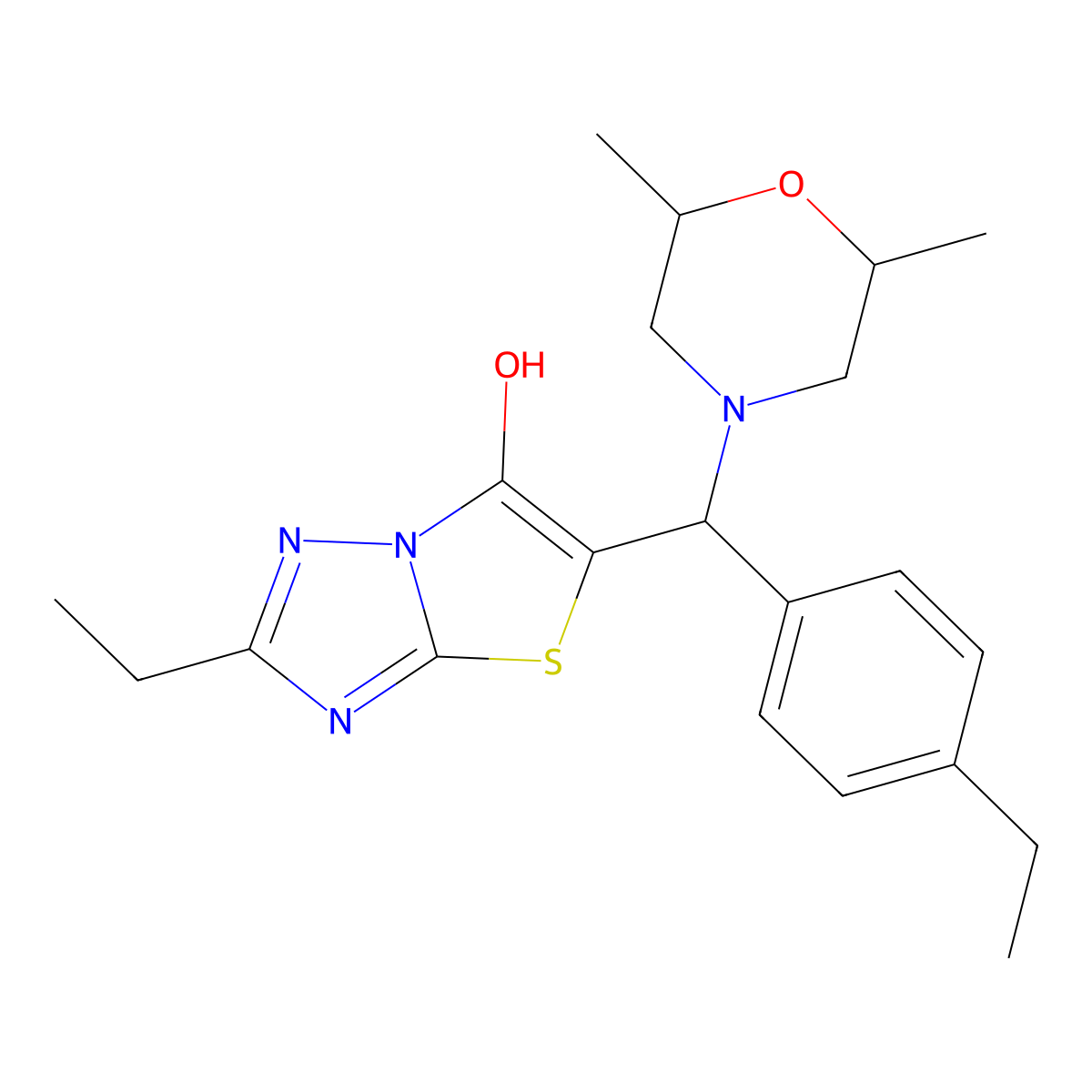 5-((2,6-Dimethylmorpholino)(4-ethylphenyl)methyl)-2-ethylthiazolo[3,2-b][1,2,4]triazol-6-ol molecular structure, CAS 1008929-30-3