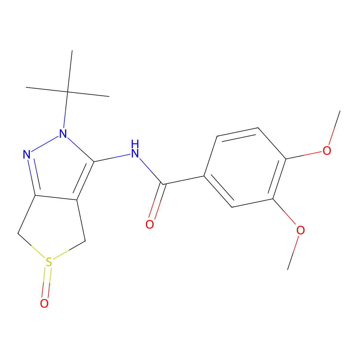 N-(2-tert-butyl-5-oxo-4,6-dihydrothieno[3,4-c]pyrazol-3-yl)-3,4-dimethoxybenzamide molecular structure, CAS 1008930-32-2