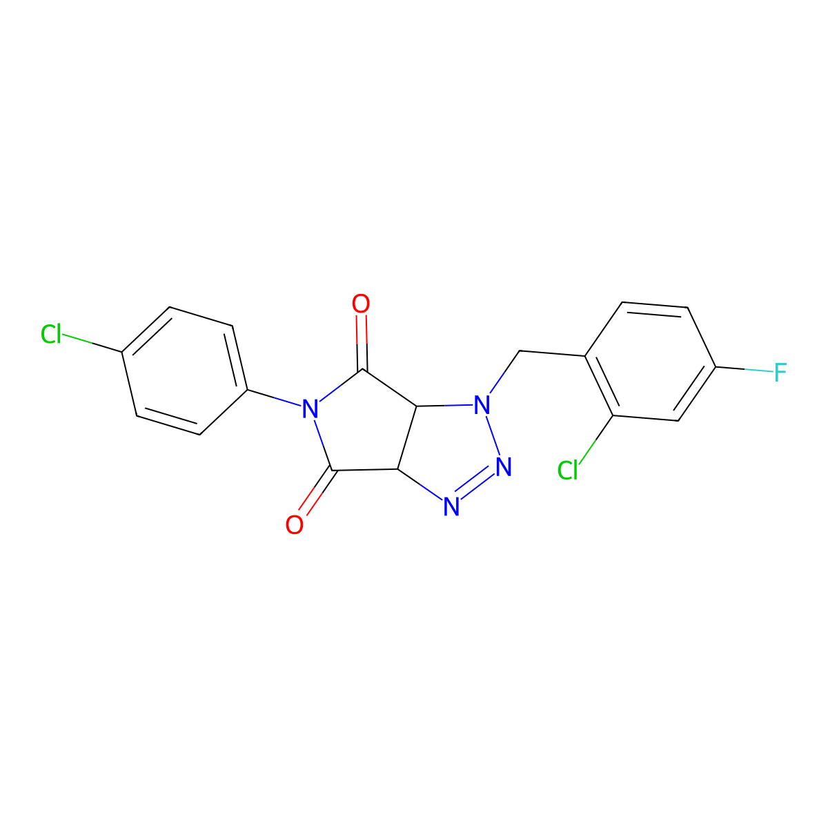 1-(2-chloro-4-fluorobenzyl)-5-(4-chlorophenyl)-3a,6a-dihydropyrrolo[3,4-d][1,2,3]triazole-4,6(1H,5H)-dione molecular structure, CAS 1008931-21-2