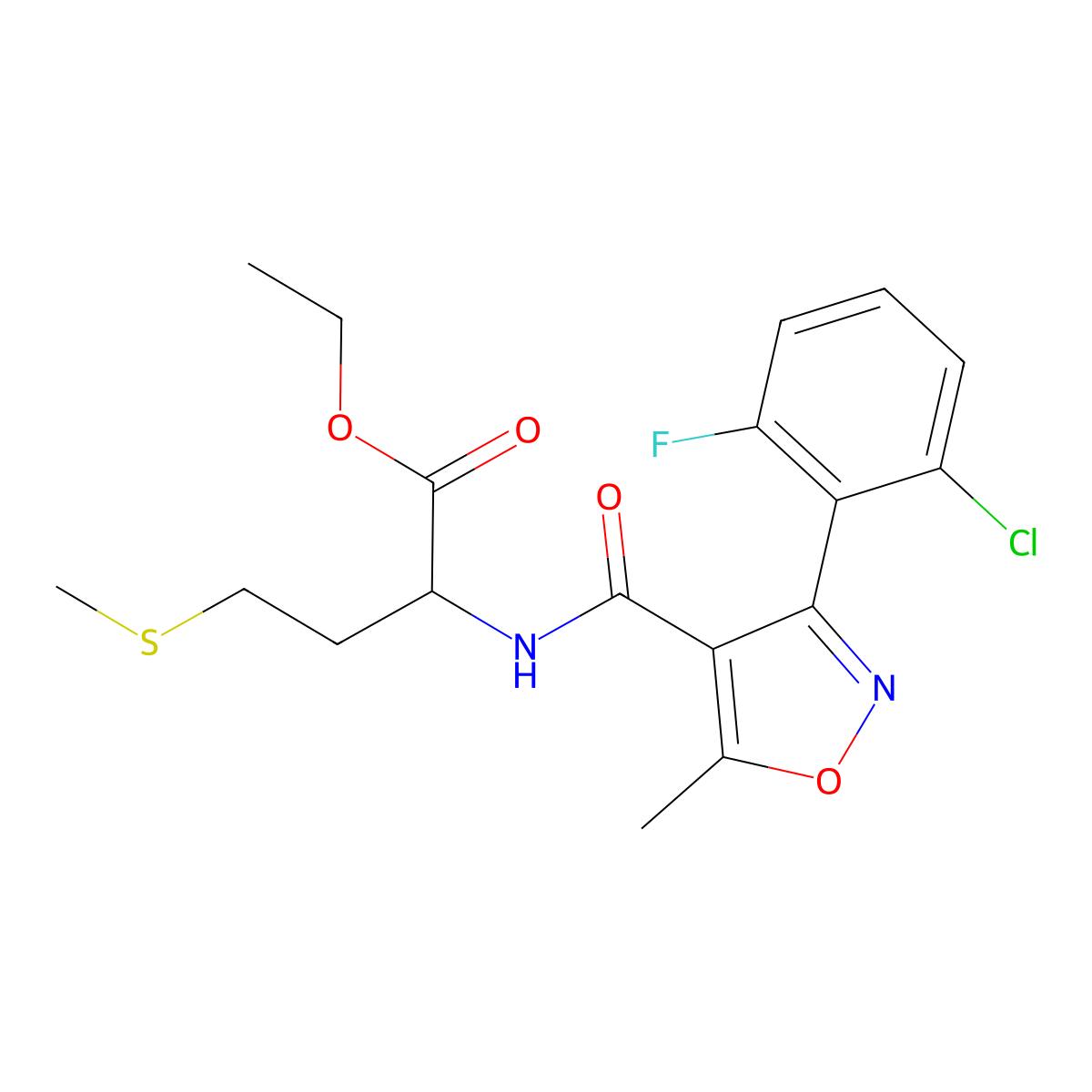 Ethyl 2-({[3-(2-chloro-6-fluorophenyl)-5-methyl-4-isoxazolyl]carbonyl}amino)-4-(methylsulfanyl)butanoate molecular structure, CAS 1008931-50-7
