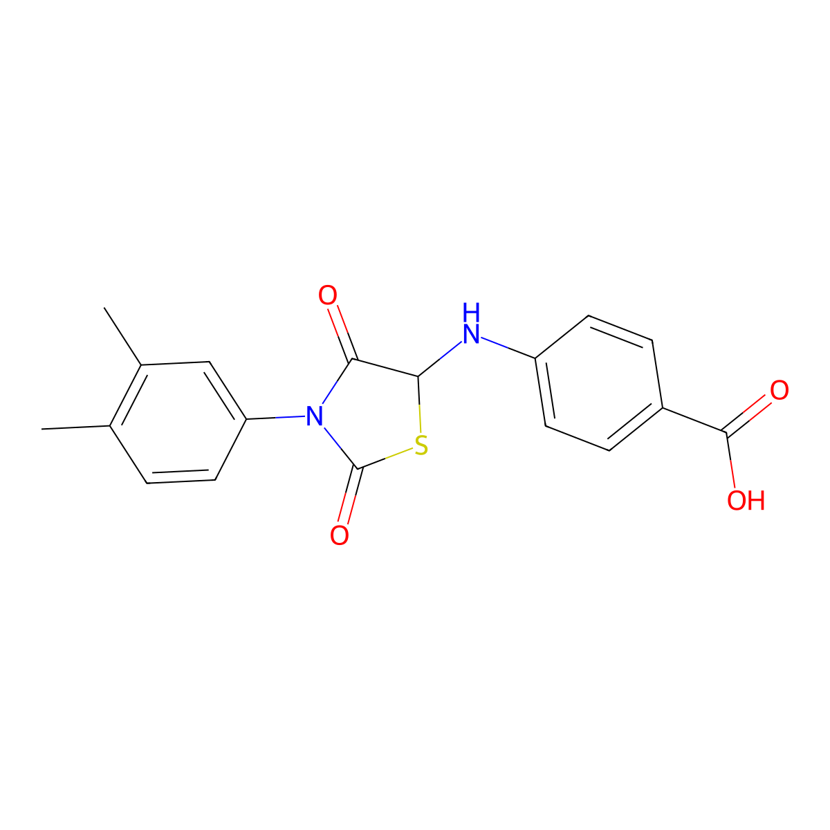4-{[3-(3,4-Dimethylphenyl)-2,4-dioxo-1,3-thiazolidin-5-yl]amino}benzoic acid molecular structure, CAS 1008931-93-8