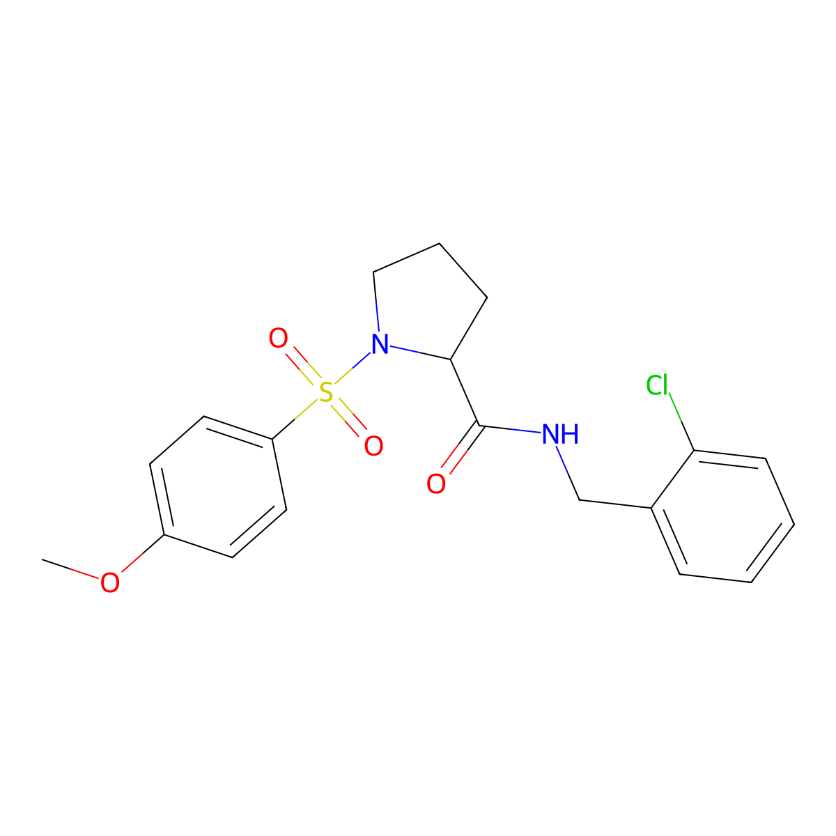 1-(4-Methoxy-benzenesulfonyl)-pyrrolidine-2-carboxylic acid 2-chloro-benzylamide molecular structure, CAS 1008932-49-7