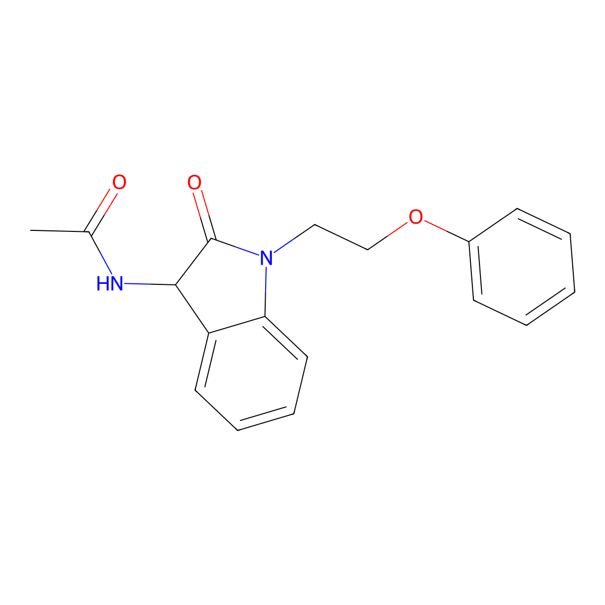 N-[2-oxo-1-(2-phenoxyethyl)-2,3-dihydro-1H-indol-3-yl]acetamide molecular structure, CAS 1008935-23-6