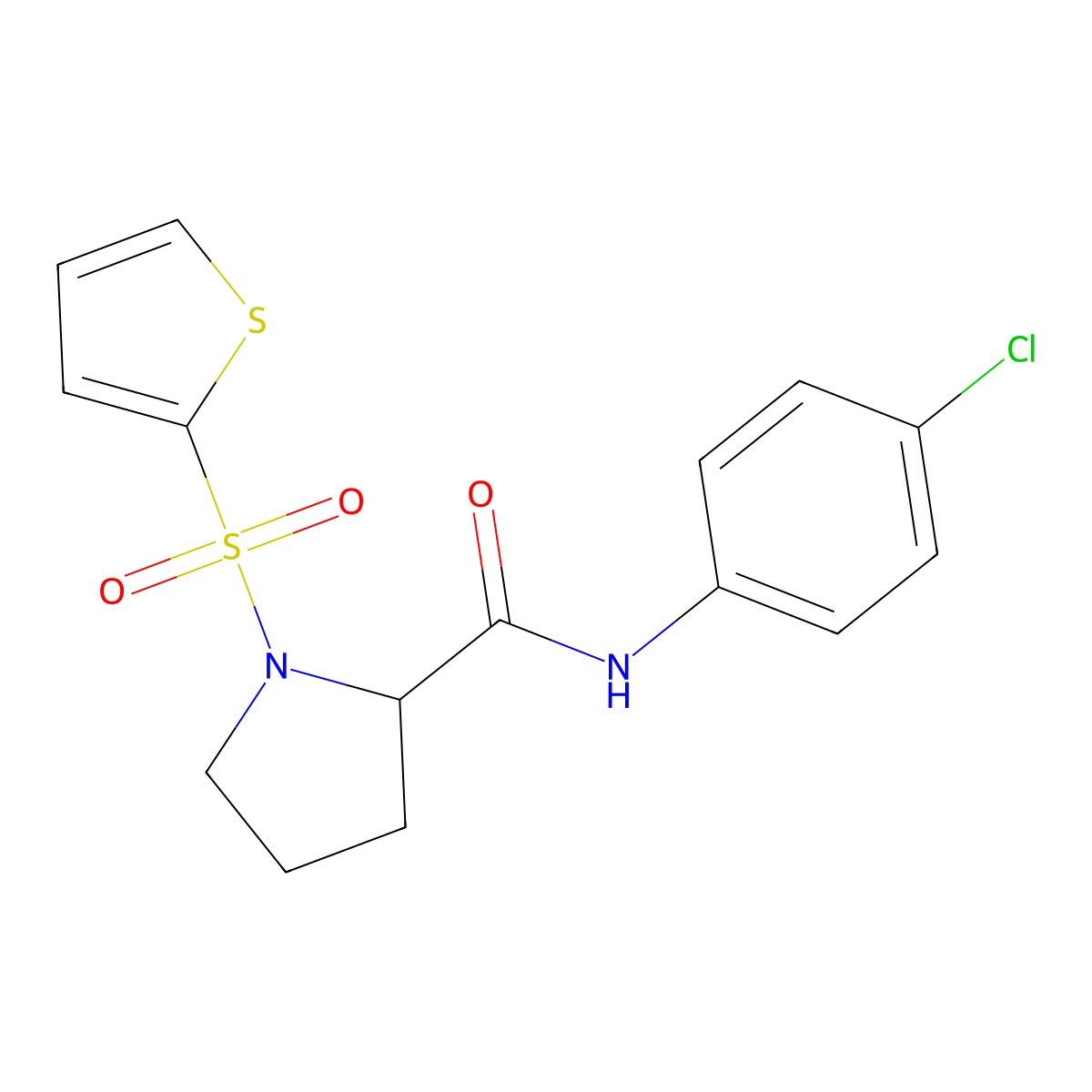 N-(4-chlorophenyl)-1-(thiophen-2-ylsulfonyl)pyrrolidine-2-carboxamide molecular structure, CAS 1008935-26-9